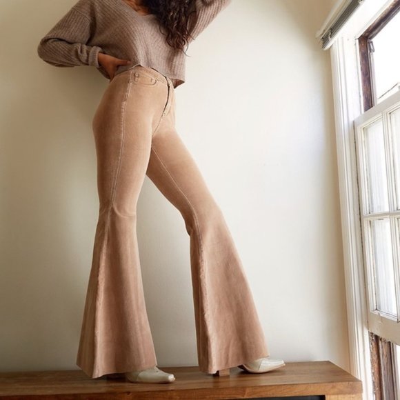 Free People Denim - Free People CRVY Cord Lace Up Back Flare Jeans Size 34